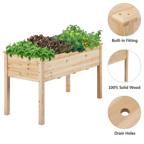 Yaheetech 1pc Raised Garden Bed 48x24x30in Elevated Wooden Horticulture Planter Box with Legs Standing Growing Bed for Gardening/Backyard/Patio/Balcony Yaheetech
