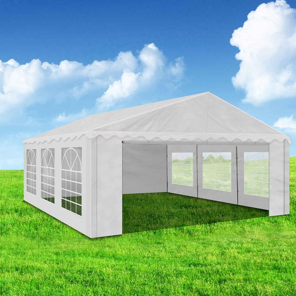 AMERICAN PHOENIX 20x20 Party Tent Heavy Duty Canopy Shelter for Wedding Commercial Event Trade Show with Removable Sidewalls and Windows White (20x20 ft - PE) AMERICAN PHOENIX
