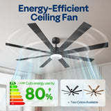 VIVOHOME 72 inch Ceiling Fans with Lights, Flush Mount Large Ceiling Fan with Remote Outdoor Indoor, for Living Room, Bedroom, Patios, 6+1 Speeds Reversible, 3CCT, Dimmable, Timer, Black VIVOHOME