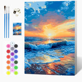 Auremi Ocean Paint by Number Kits for Adults,Landscape Paint by Number on Canvas with Frame DIY Painting with Number Acrylic Oil Paint Kits for Home Decor 8x12 Inch Auremi