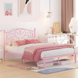Elephance Full Bed Frame with Headboard Metal Bed Frame Full Size with 11.2" Storage Space No Box Spring Needed Easy Assembly,Pink Elephance