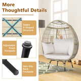 Tangkula PE Wicker Egg Chair, Patiojoy Oversized Indoor Outdoor Patio Lounge Chair with Cushions and Pillows, Steel Frame Basket Chair for Garden, Deck, Balcony, Living Room (Light Brown) Tangkula