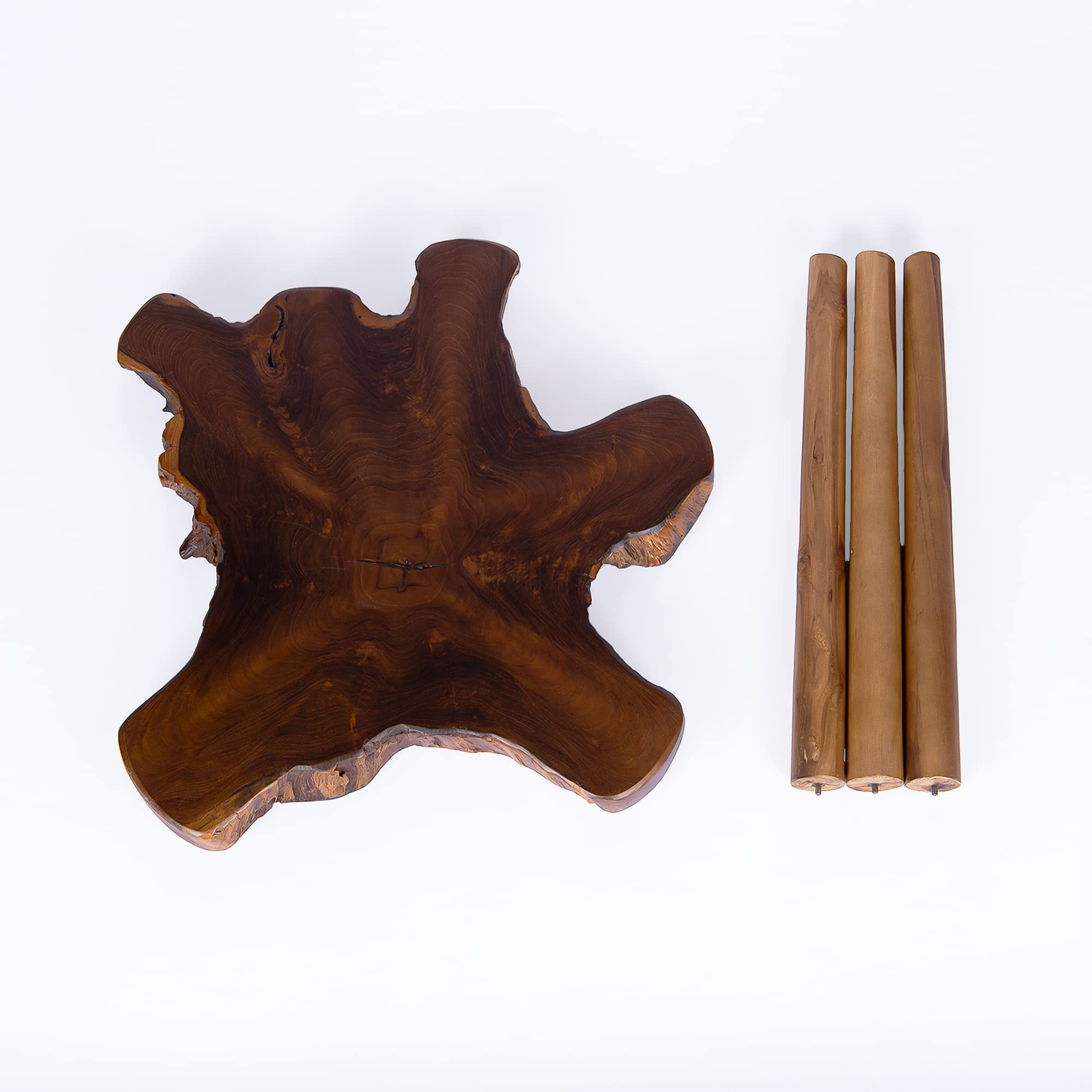 Solid Teak Slab Live Edge Side Table - Thumbnail 3