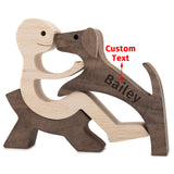 ISHINE Personalized Dog Figurines, Unique Handmade Wooden Sculpture Dog and Man, Gift for Boy Father Husband, Wood Decor Natural ECO Friendly ISHINE