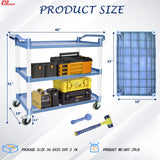 AQNIEGEP Utility Carts with Wheels Rolling Cart Commercial Kitchen Cart Large Food Service Cart Heavy Duty, 600 Lbs Load Capacity, Lockable Wheels, Rubber Hammers AQNIEGEP