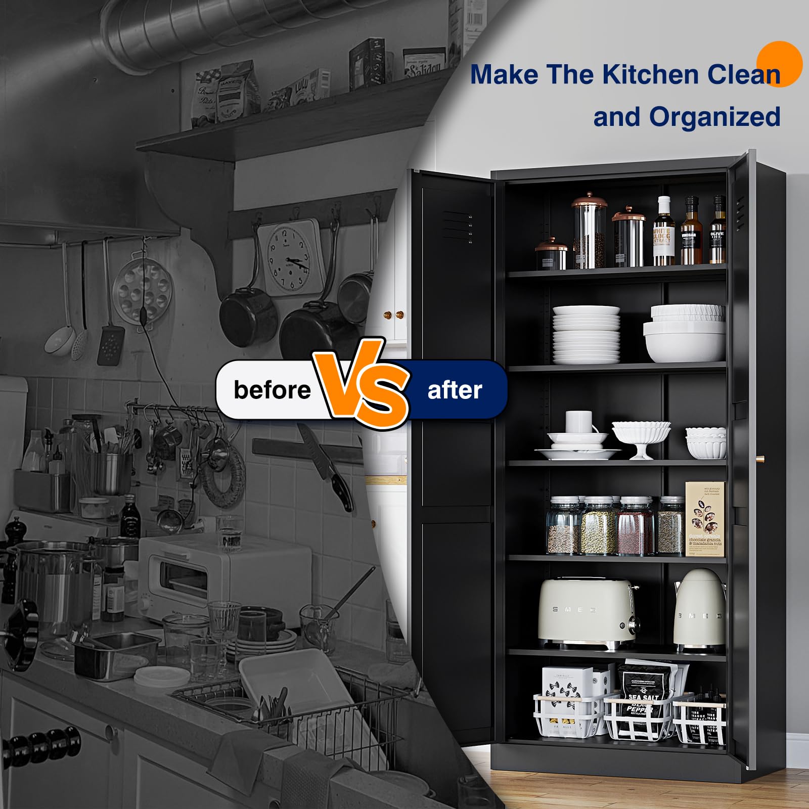 Black kitchen adjustable shelving store