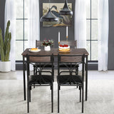 VECELO 5 Piece Kitchen Table Set for Dining Room,Dinette,Breakfast Nook,Industrial Style, Seating for Four, Brown VECELO