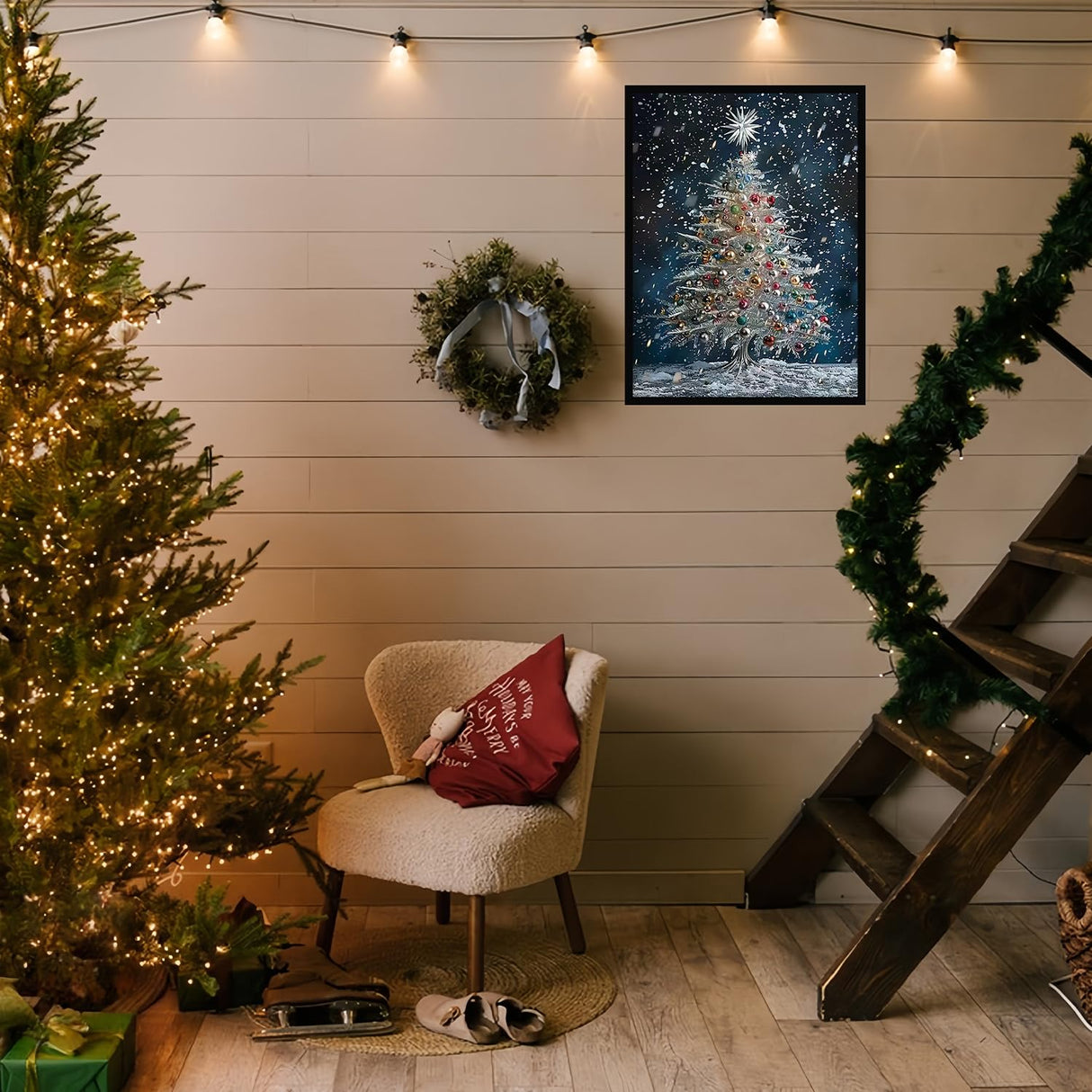 Paint by Numbers Kit for Adults Beginner,Christmas Tree Easy Paint by Number Kits on Canvas Without Framed,DIY Acrylic Oil Painting Adults Paint by Numbers Kits Winter for Home Wall Decor 12x16 Inch. JYXSJYYD