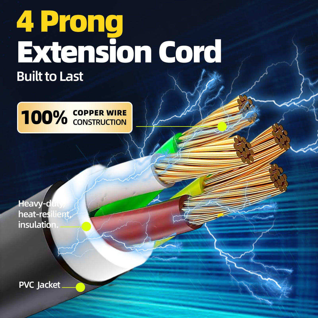 25 Feet 30 Amp 4 Prong 10 Gauge NEMA 14-30P to 14-30R 125V/250V Dryer/EV Extension Cord,Suit for Level 2 EV Charging Such as Tesla Model S7