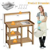 ONBRILL Potting Bench, Outdoor Potting Bench Table with Removable Sink, HDPS Potting Benches for Outside, Garden Table with Storage Shelves & 4 Side Hooks, No Rot, No Fade, No Break, 360lbs Capacity ONBRILL