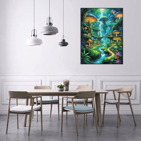 WUSARPLY Mushroom Diamond Paintings Kits for Adults, Mushrooms Forest Diamond Art Kits Full Drill Diamond Dots Paint with Diamonds Gem Arts and Crafts for Beginner Adults Home Wall Decor WUSARPLY