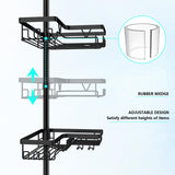 DAOYA Corner Shower Caddy Tension Pole - 4 Tier Stainless Steel Rustproof Shower Corner Caddy for Bathtub Bathroom Shower Organizer Shelves Adjustable Pole 25-114.2 Inch Black DAOYA