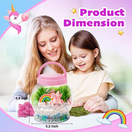 Hasviey Terrarium Kit for Kids, Light Up Unicorn Toys for Girls 6-8, DIY Kids Arts and Crafts Kit with Remote Control, Preschool Learning & Education Science Kits & Toys, Gift Ideas for Birthday Xmas Hasviey