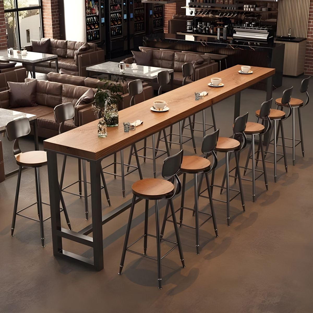 RUNNUP Solid Wood Industrial Bar Table for Dining and Small Spaces – Rectangle Design, 63"L x 15.7"W x 41.3"H RUNNUP