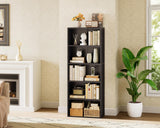 Casaottima 5-Tier Open Bookshelf and Bookcase, Floor Standing Display Storage Shelves for Living Room, Tall Book Shelf for Bedroom, Home Office, Dining Room, Black Casaottima
