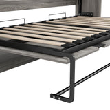 FAVSH Twin Size Murphy Bed with 3 Drawers and LED Light, Wooden Wall Beds can be Folded into a Cabinet,Space-Saving Hidden-Bed,Grey FAVSH