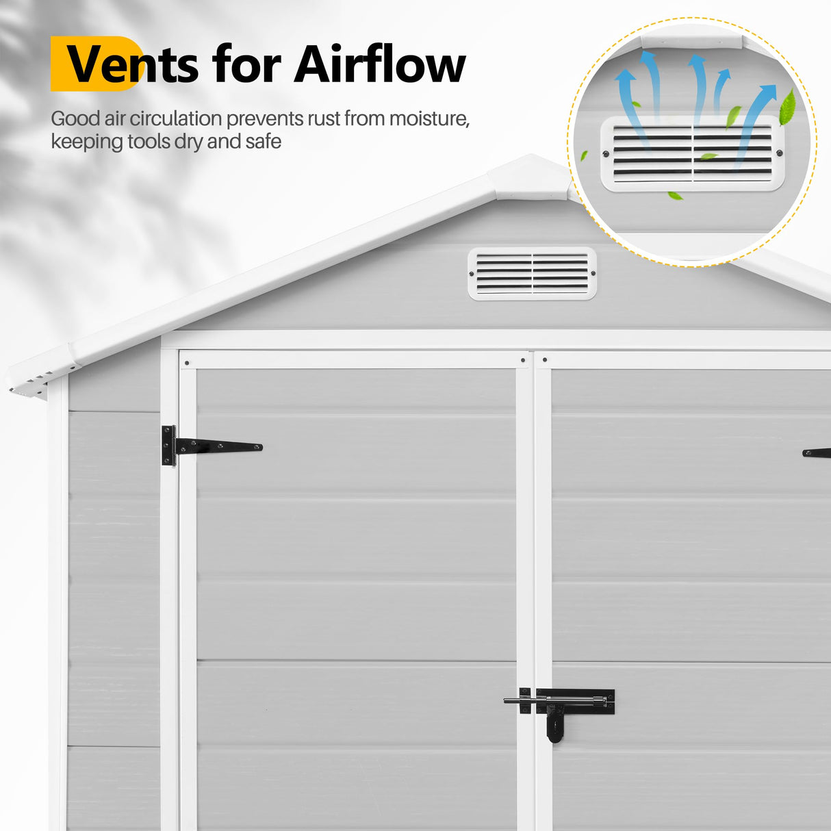 HUGROVE 6 * 4.4 FT Resin Outdoor Storage Shed Plastic Shed with Floor, Reinforced Floor for Patio Furniture, Gardening Tools, Lawn Mower, Plastic Garden Shed with Lockable Door for Backyard (Gray) HUGROVE