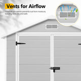 HUGROVE 6 * 4.4 FT Resin Outdoor Storage Shed Plastic Shed with Floor, Reinforced Floor for Patio Furniture, Gardening Tools, Lawn Mower, Plastic Garden Shed with Lockable Door for Backyard (Gray) HUGROVE