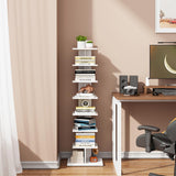 TUTOTAK Vertical Bookshelf, 8-Tier Bookcase, Narrow Spine Book Shelf for Small Space, Corner Standing Shelf for Living Room, Office, Study, Entryway, White BS06BW008 TUTOTAK