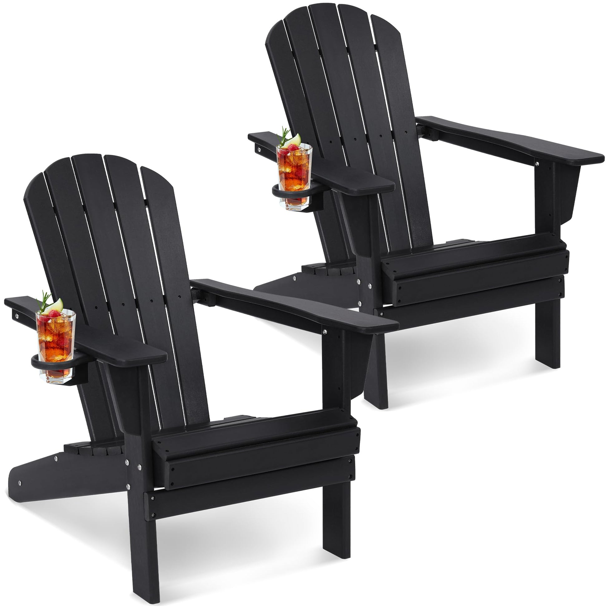 wildformers Adirondack Chair, Set of 2, Weatherproof Outdoor Fire Pit Chair, Perfect for Patio, Porch, Deck, and Garden, Black - WoodArtSupply