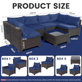 LEVELEVE 7 Pieces Outdoor Patio Furniture Sets,Rattan Conversation Sectional Set,Manual Weaving Wicker Patio Sofa with Tea Table LEVELEVE