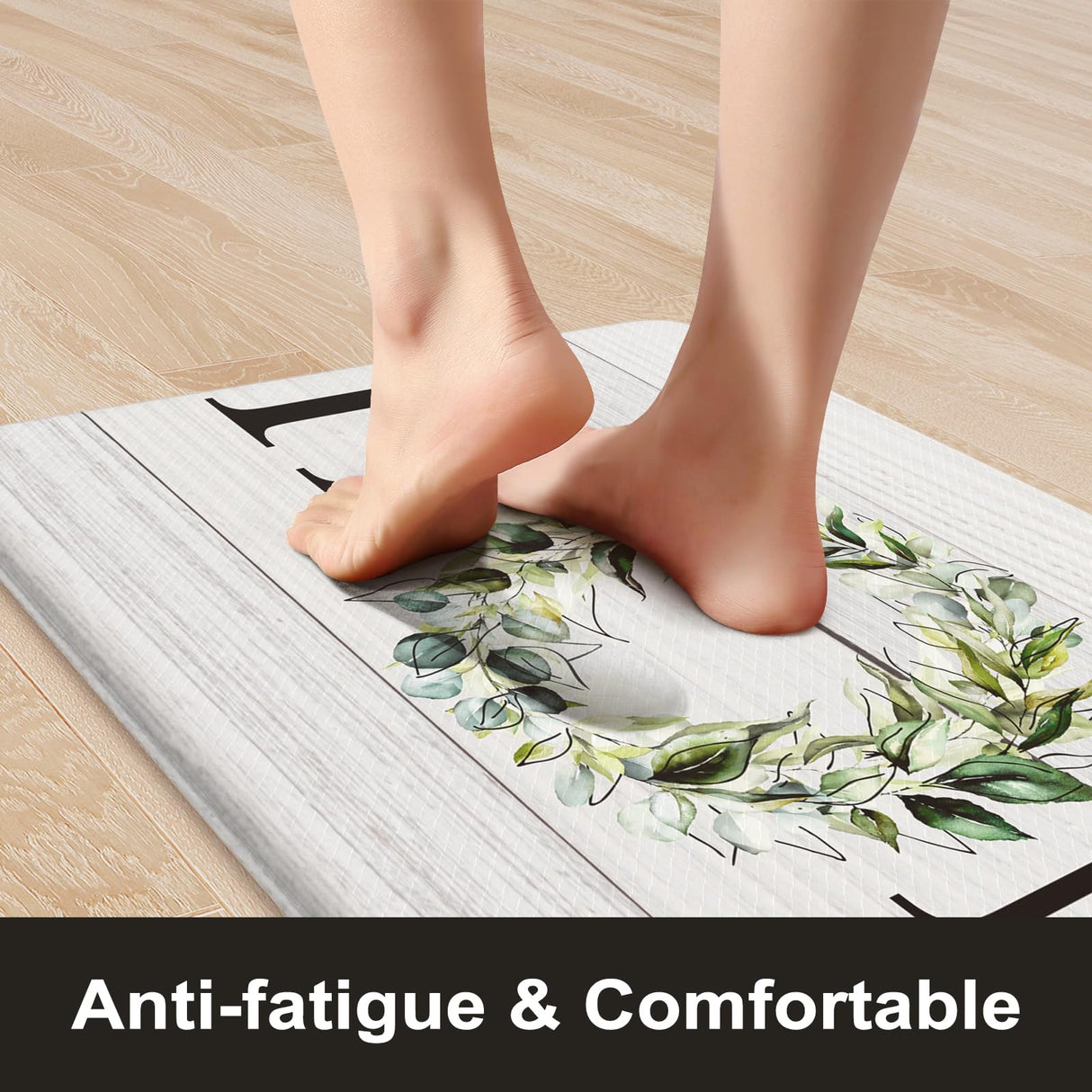 KIMODE Farmhouse Kitchen Mat 2PCS Anti Fatigue Kitchen Rugs Non-Skid Waterproof Kitchen Floor Mat Cushioned Comfort Standing Mat for Office,Laundry,Sink,Home KIMODE