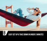 Bear Butt #1 Double Hammock, A Start Up Company Gear at Half The Cost of The Other Guys, Touquoise/Dark Blue/Coral Bear Butt