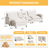 Homall Modular Sectional Sofa, Loveseat Sofa Couch with Reversible Ottoman, DIY Combination Chenille Deep Seat Cloud Couch for Living Room, Apartment (White, L Shaped Sofa) Homall