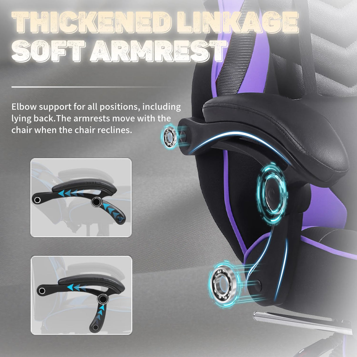 Vonesse Gaming Chair for Adults,Computer Chair with High Back,Big and Tall Gaming Chairs with Footrest and Massage,Reclining Gamer Chair(Purple/Black) Vonesse