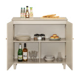 WAMPAT Buffet Cabinets Sideboards, 70.8" Wood Credenza Console Tables with 4 Doors, Set of 2 Kitchen Storage Cabinets with 6 Compartments & Solid Wood Legs for Living Room, Hallway, Beige, 1 Pack WAMPAT