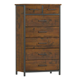 IKENO 7 Drawer Tall Dresser with Sturdy Metal Frame, Industrial Drawer Chest for Bedroom, Clothes Storage Cabinet IKENO