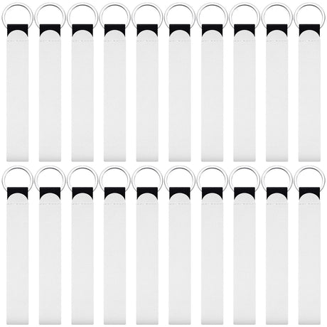 20 Pcs Sublimation Blanks Wristlet Keychain, MaehSab DIY Sublimation Neoprene Wristlet Strap Lanyard, Heat Press Transfer White Sublimation Wrist Key Blanks DIY Crafts for Women MaehSab