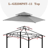 SCOCANOPY Upgraded Ripstop Fabric Replacement Canopy Grill BBQ Gazebo Roof Top for Gazebo Model L-GZ238PST-11 Only,(Gray Ripstop) SCOCANOPY