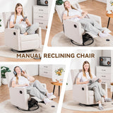 COMHOMA Rocking Recliner Chair,Swivel Glider Reclining Single Sofa Manual Rocker Recliners,Nursery Rocking Chairs with Upholstered Seating for Living Room Office(Beige) COMHOMA