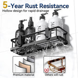 YASONIC Shower Caddy Adhesive, No Drill Bathroom Shower Organizers, with Removable Hooks, Rust Proof Shower Shelves, Wall-Mounted Shower Holder, Black, 2 Pack YASONIC