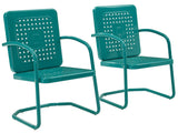 Crosley Furniture Bates 2-Piece Outdoor Chair Set, Retro Metal Patio Chairs for Dining, Porch, Deck, Balcony, Turquoise Gloss Crosley Furniture