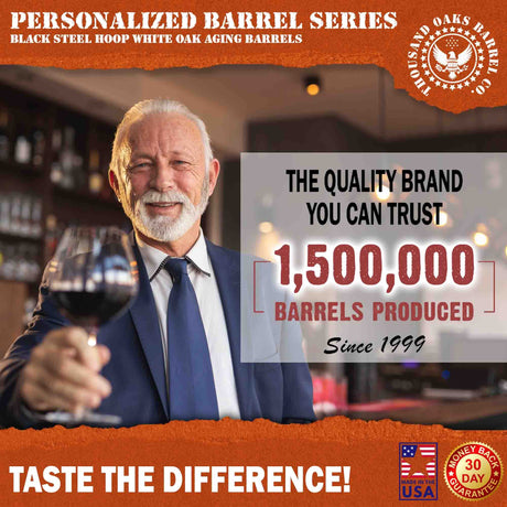 Personalized 10 Liter Oak Wine Barrel (2.5 gallon) with Stand, Bung, and Spigot | Small Wine Barrels for Home Aging | Engraved Custom Wine Barrel THOUSAND OAKS BARREL