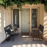 VINGLI 50" Outdoor Bench Metal with Floral Back, Garden Bench Front Porch Benches for Yard Patio Entryway Park Outside, 800lb Capacity - Black VINGLI