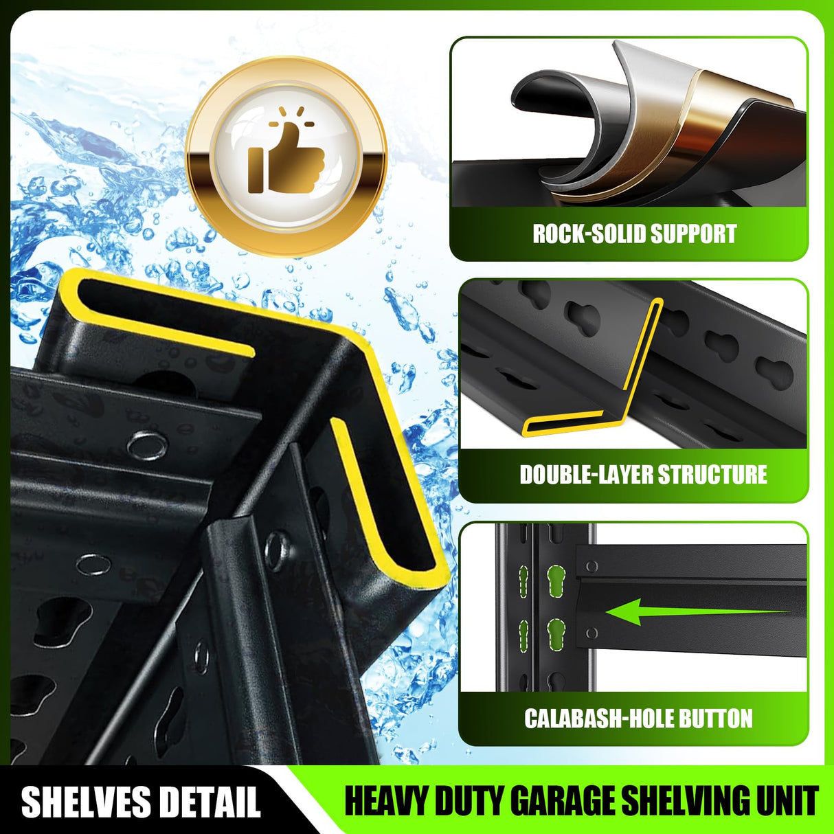 Garage Shelving 2500lb Heavy Duty Shelving Adjustable Metal Shelvings Garage Storage Shelves 5 Tier Utility Shelvin Unit Metal Shelf Rack for Basement Industrial Black 72''H*35.4''W*15.7''D,2 Pack ZIWJHK