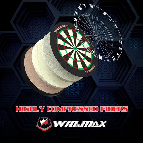 Dart Board - Bristle Steel Tip Dartboard Dart Boards for Adults Bristle Steel Tip Dartboard Set Dart Boards for Adults Rotating Number Ring Staple-Free Bullseye with 12 Darts Metal Tip (New) WIN.MAX