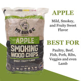 Wood Smoker Chips Bundle of 3 Flavors - Apple, Mesquite & Hickory Wood Chip for Smokers, Can be Use on Gas, Charcoal Grill, Smoke Wood Chips for Grilling, BBQ & Camping by Mr. Bar-B-Q(3 x 1.6 Lb Bags) Mr. Bar-B-Q