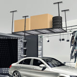 GarveeTech 4x8 FT Overhead Garage Storage Rack, 22"-40" Height Adjustable Ceiling Storage Rack 330lbs Weight Capacity, Heavy Duty Metal Hanging Storage Shelves for Garage (Black, Vertical Post x 4) GarveeTech