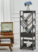 ZEXVIDA Bookshelf with Drawer,8 Tier Tree Bookcase Retro Floor Standing Bookshelves,Tall Wood Bookcases with Cabinet Storage Organizer for Living Room, Bedroom & Home Office, Black ZEXVIDA