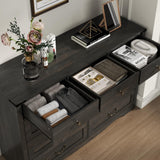 Gyfimoie Farmhouse 9 Drawers Dresser for Bedroom, Chest of Drawers with Natural Texture, Accent Storage Cabinet for Closet,Living Room (Dark Rustic Oak) Gyfimoie