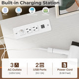 Hasuit 6 Drawer Dresser with LED Lights and Charging Station, Wide Chest of 6 Drawers with Open Space, Modern Large Capacity Storage Cabinet, White Dresser for Bedroom, Living Room, Hallway Hasuit