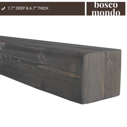 BoscoMondo Rustic Fireplace Mantel Shelf - Pine Wood - Wall Decor, Mounted Farmhouse Shelving (Dark Brown, 72" Extra Thick)