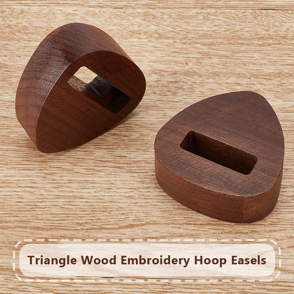 OLYCRAFT 4Pcs Wooden Embroidery Hoop Display Stand 1.9cm Thick Embroidery Hoop Wooden Base Triangle Wood Embroidery Hoop Easels Embroidery Cross Stitch Stand Decor for DIY Craft Projects Display OLYCRAFT