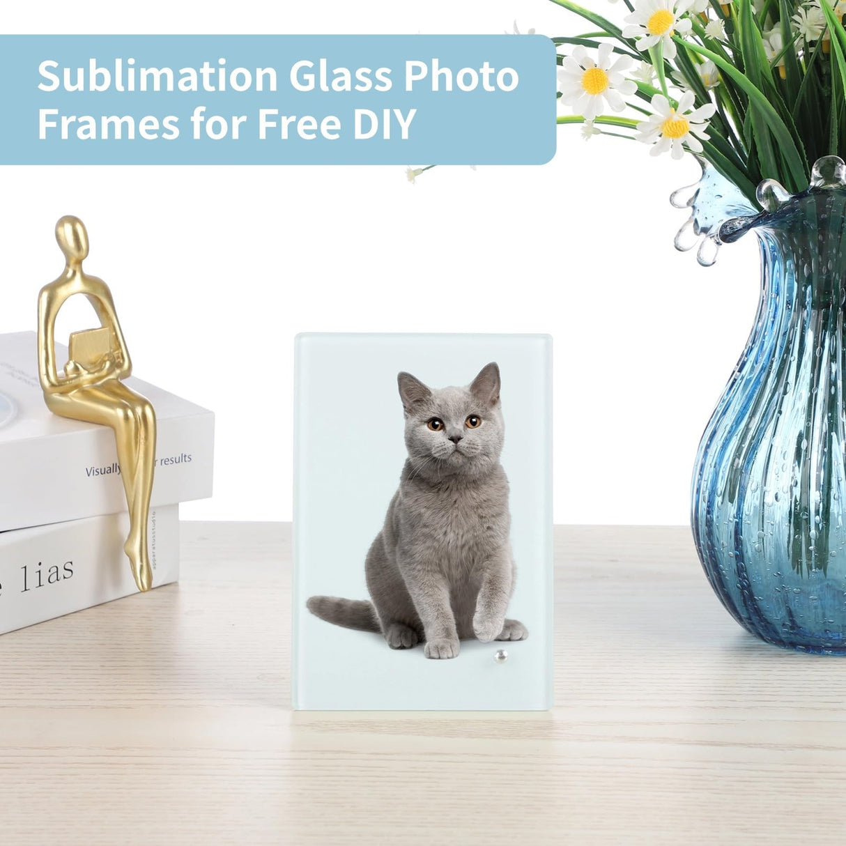 10 PCS Sublimation Glass Photo Frames Bulk, Blank Tempered Glass Frames, Glass Picture Frames 4.3 x 6.3 Inches Heat Transfer Frames with Display Stands for DIY Personalized Gift Tideme