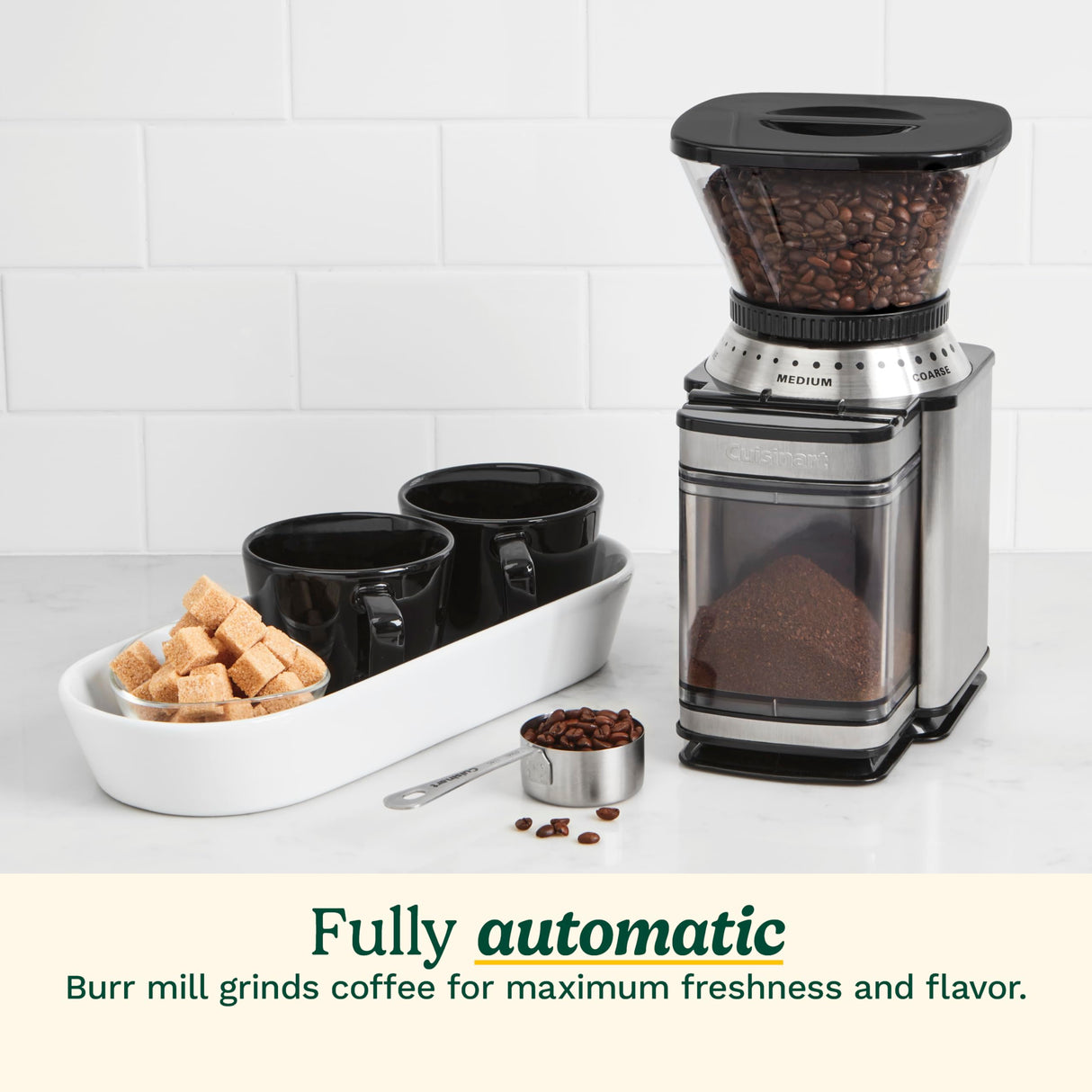 CUISINART Coffee Grinder, Electric Burr One-Touch Automatic Grinder with18-Position Grind Selector, Stainless Steel, DBM-8P1 CUIJ9