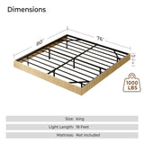 Tatub Natural King Floating Bed Frame with LED Lights, Modern Fluted Oak Platform Bed Frame Floating, Heavy Duty Metal Slats, No Box Spring Required Tatub